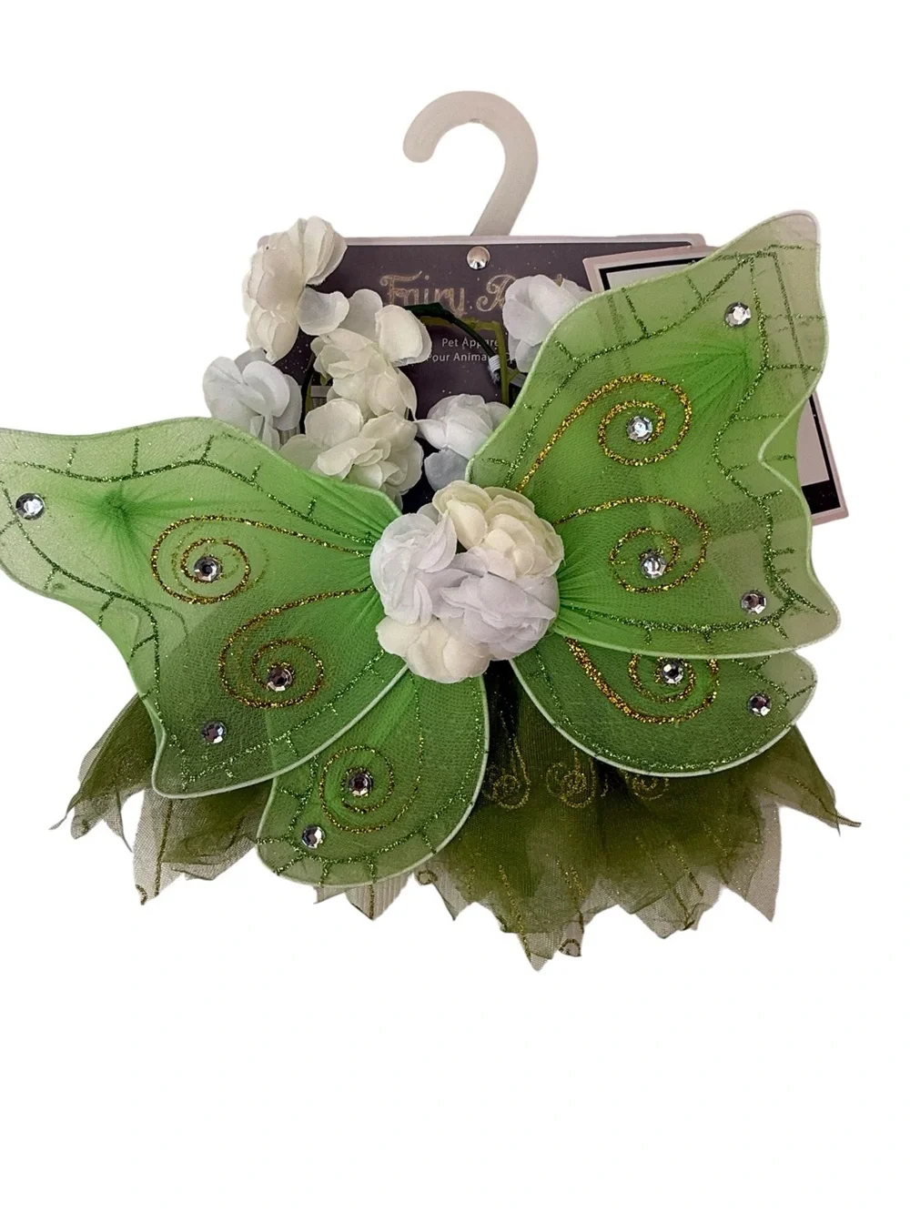 Green Fairy Dog Costume XS/S Wings Tutu Halloween NWT